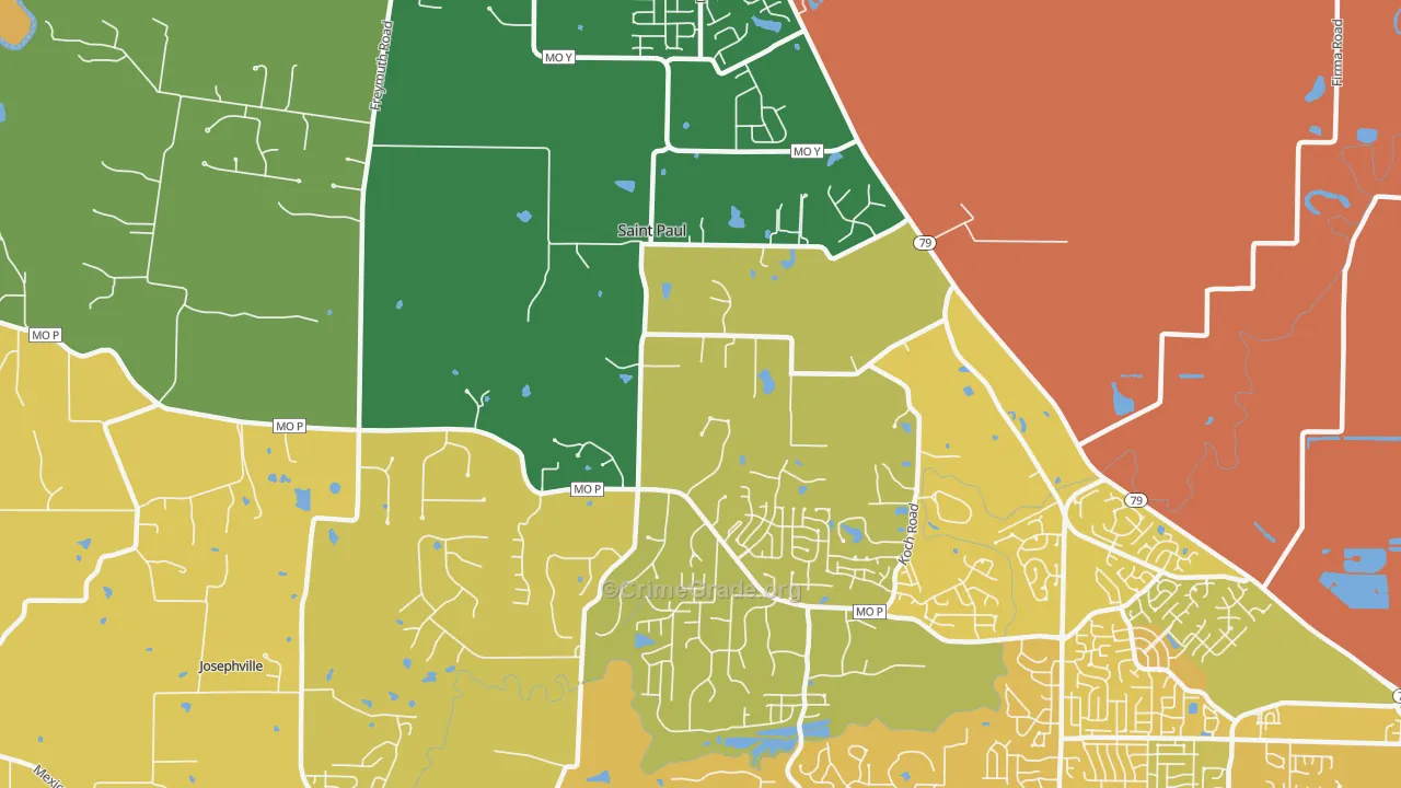 St. Paul, MO Map of Vehicle Theft Rates