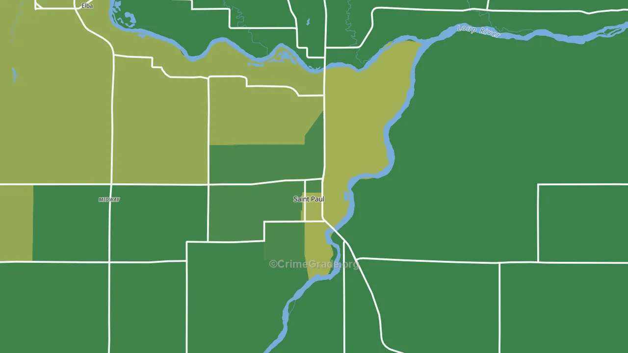 St. Paul, NE Map of Vehicle Theft Rates