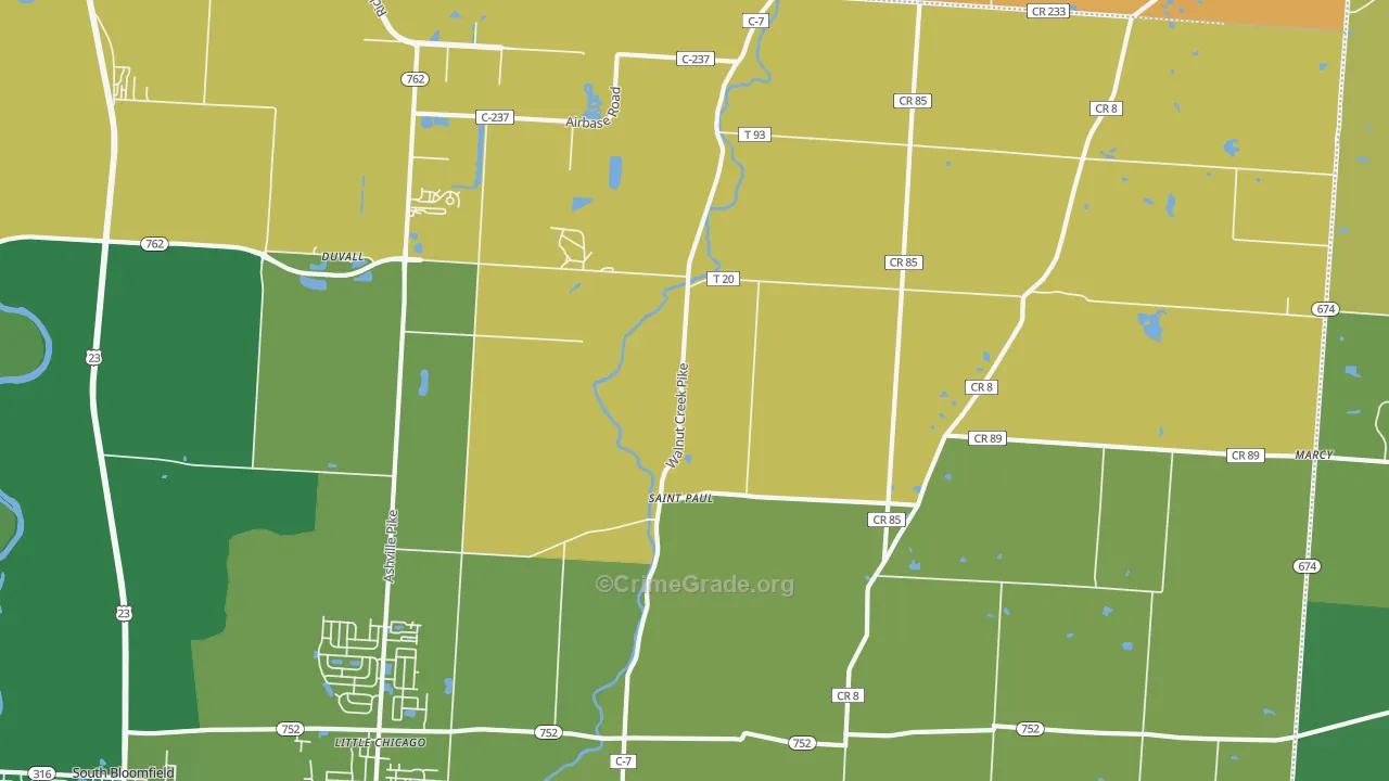 St. Paul, OH Map of Vehicle Theft Rates