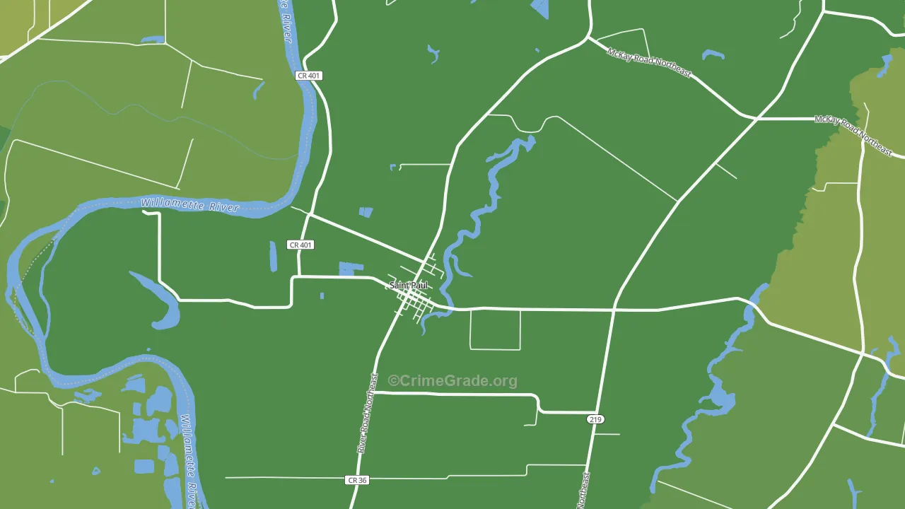 St. Paul, OR Map of Vehicle Theft Rates