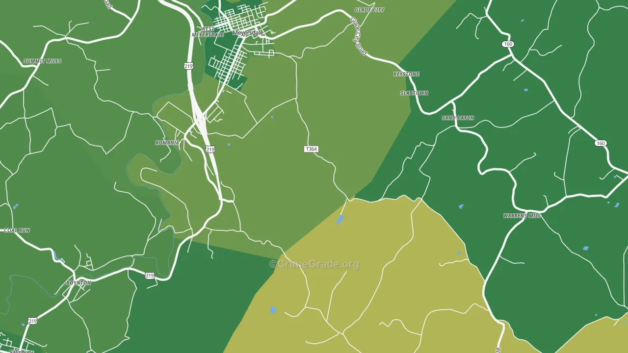 St. Paul, PA Map of Vehicle Theft Rates