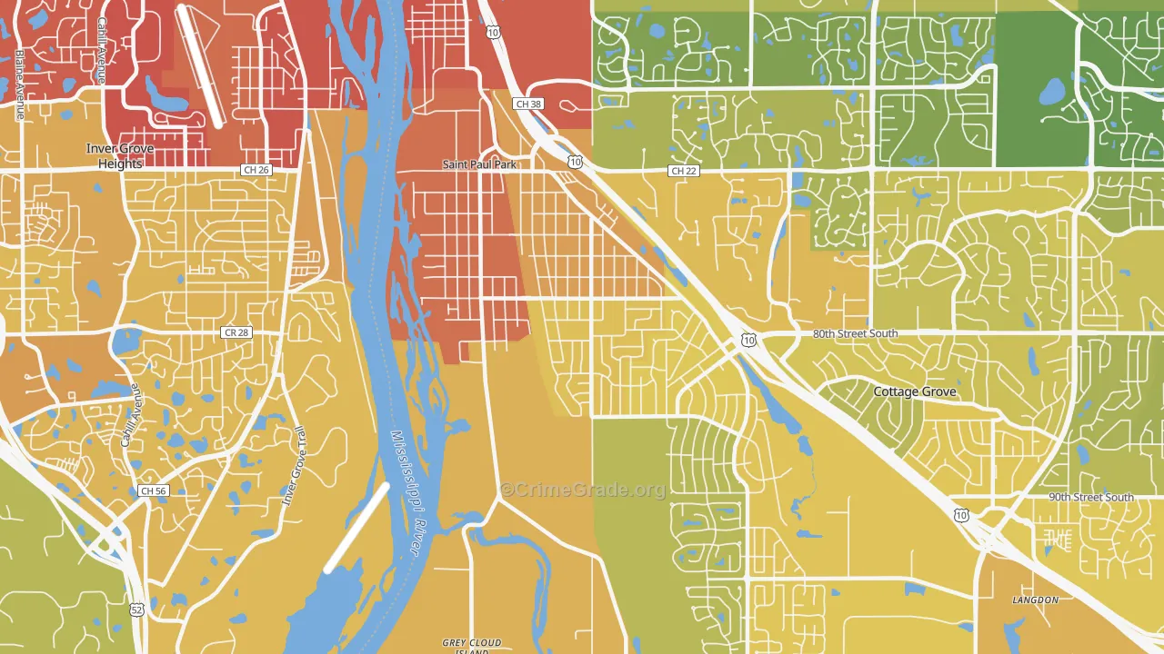 St. Paul Park, MN Map of Vehicle Theft Rates
