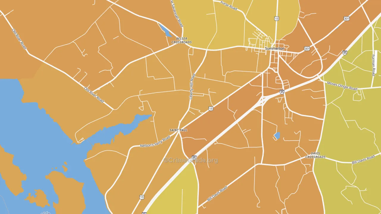 St. Paul, SC Map of Vehicle Theft Rates