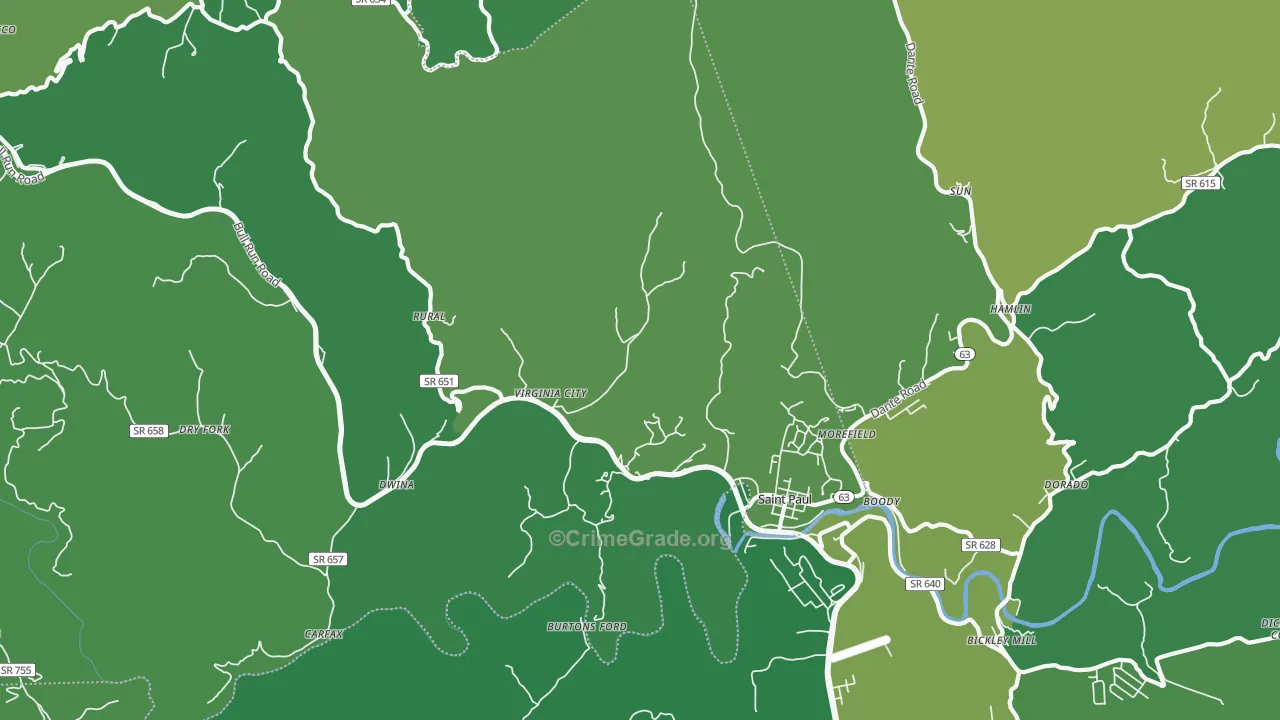 St. Paul, VA Map of Vehicle Theft Rates