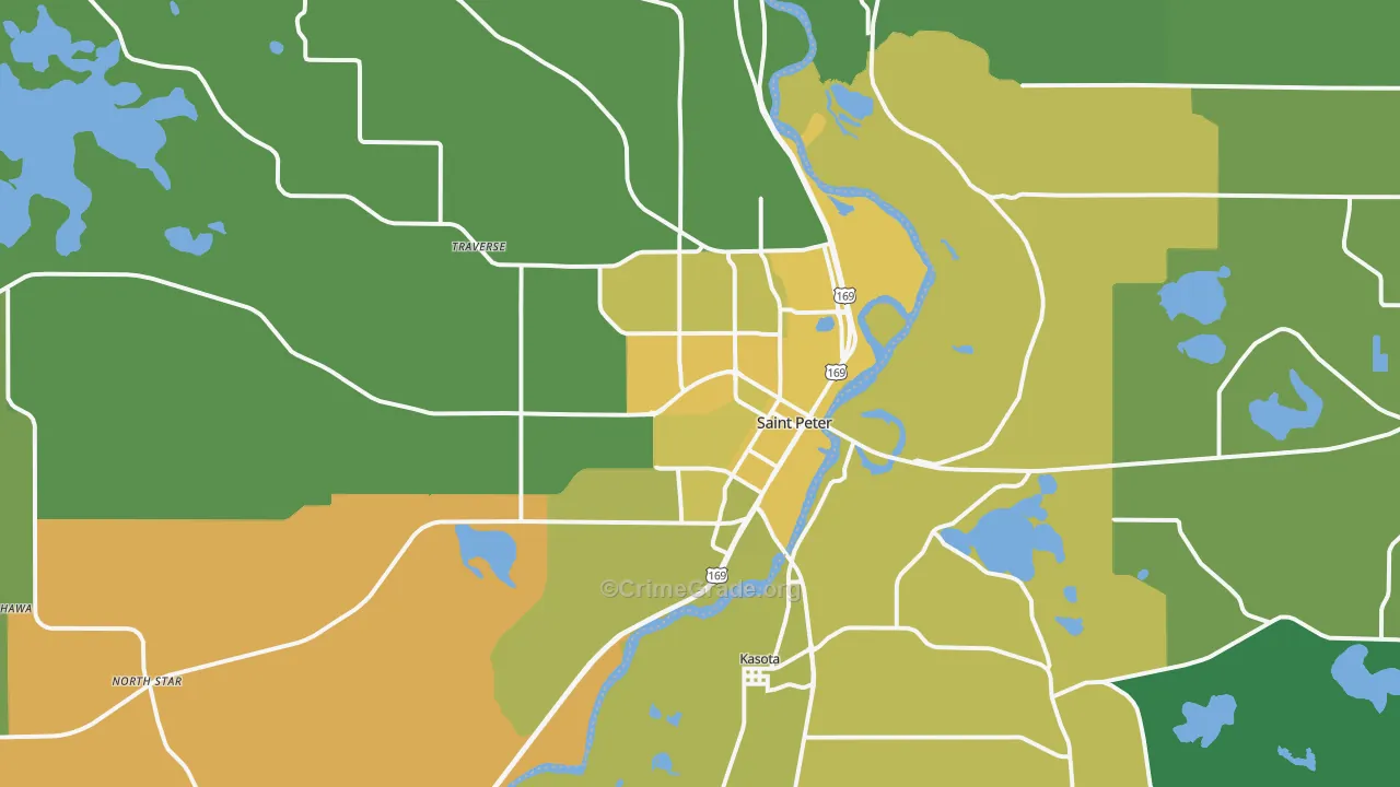 St. Peter, MN Map of Vehicle Theft Rates