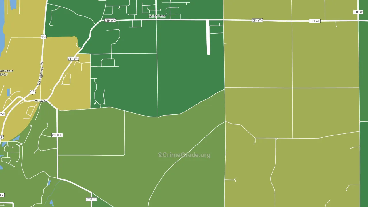 St. Peter, WI Map of Vehicle Theft Rates