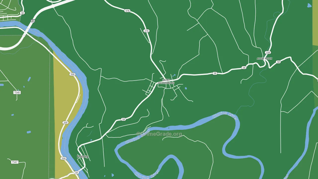 St. Petersburg, PA Map of Vehicle Theft Rates