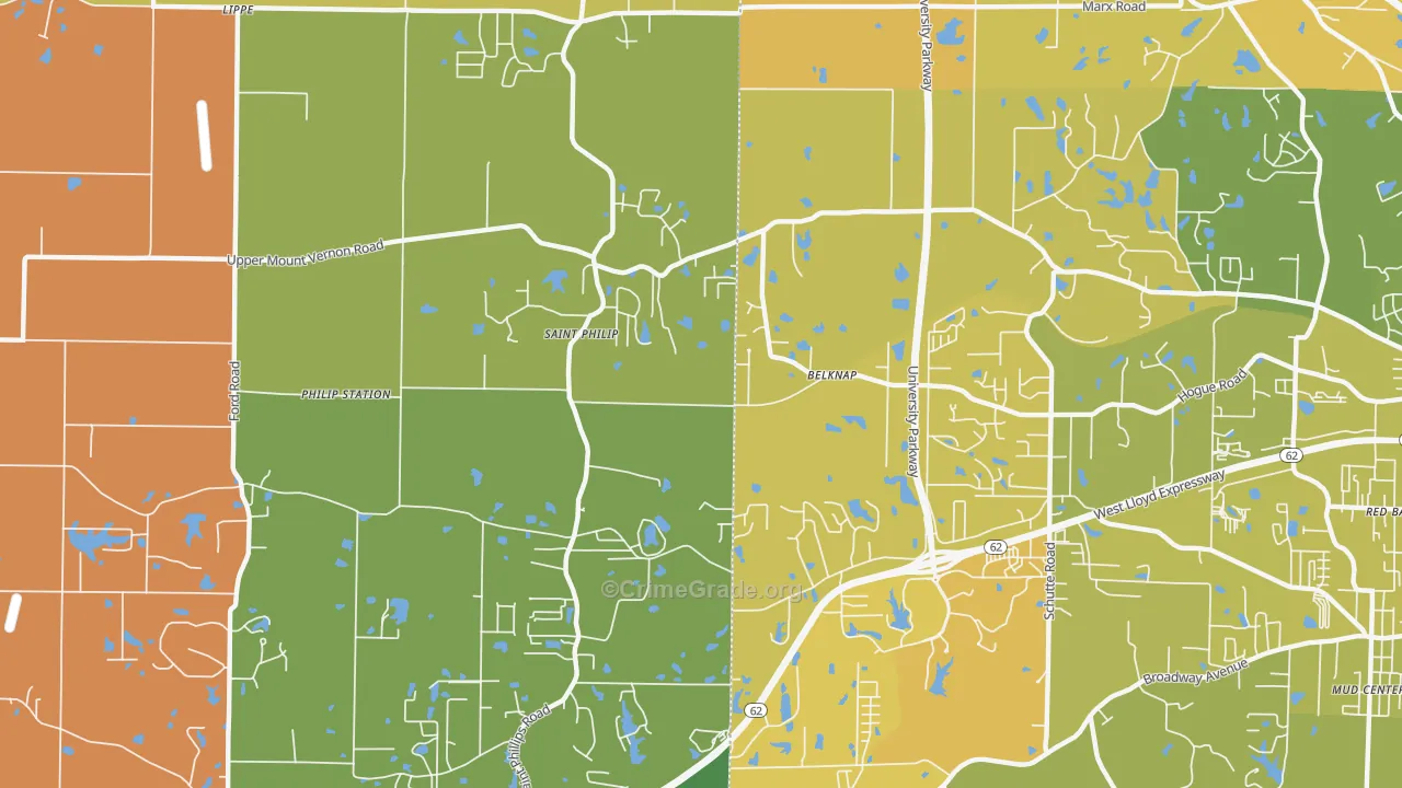 St. Philip, IN Map of Vehicle Theft Rates