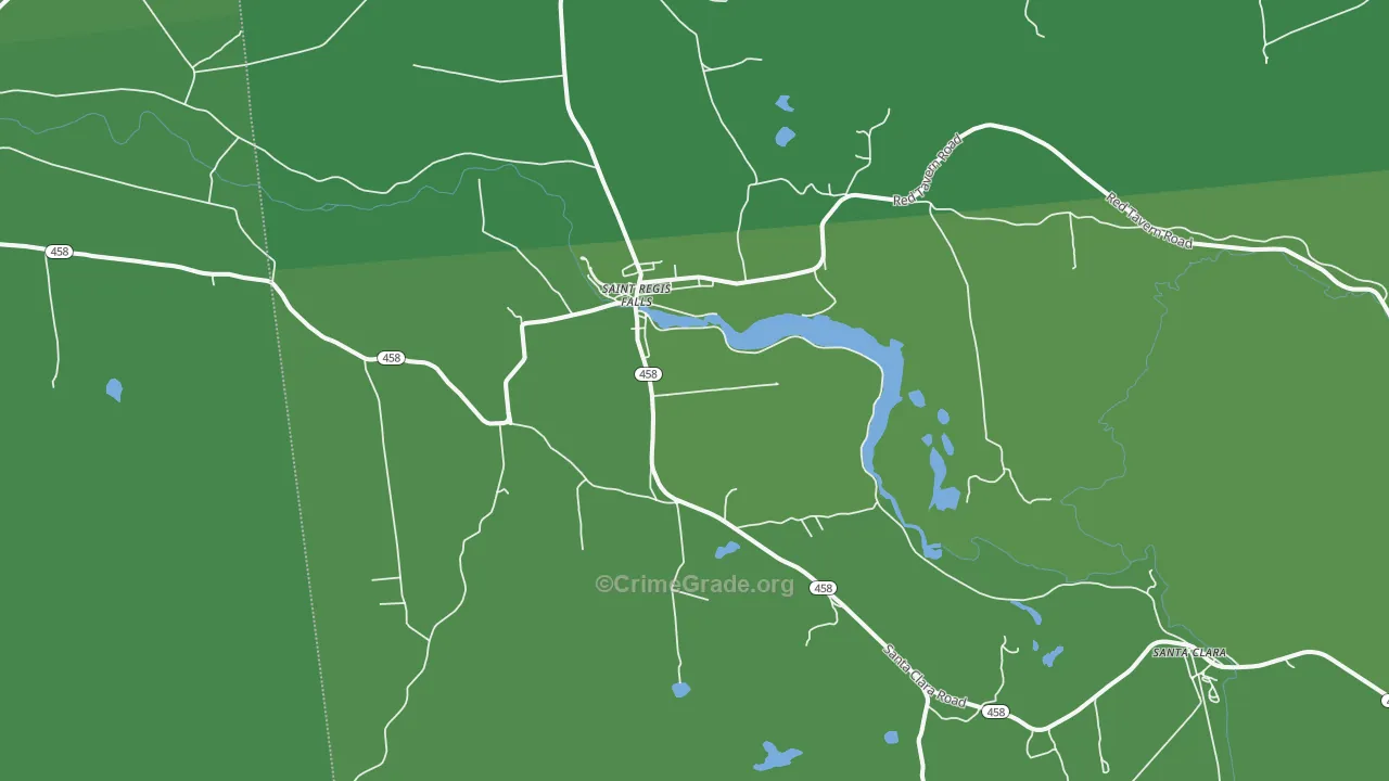St. Regis Falls, NY Map of Vehicle Theft Rates