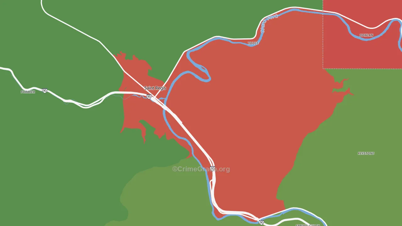 St. Regis, MT Map of Vehicle Theft Rates