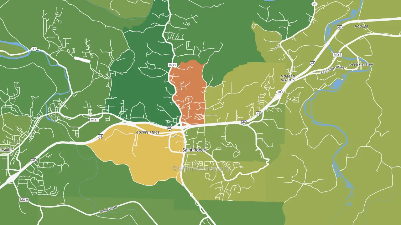 St. Robert, MO Map of Vehicle Theft Rates