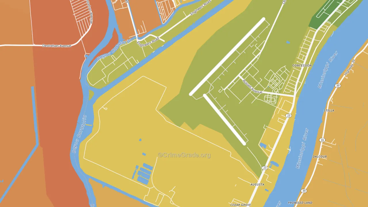 St. Rosalie, LA Map of Vehicle Theft Rates