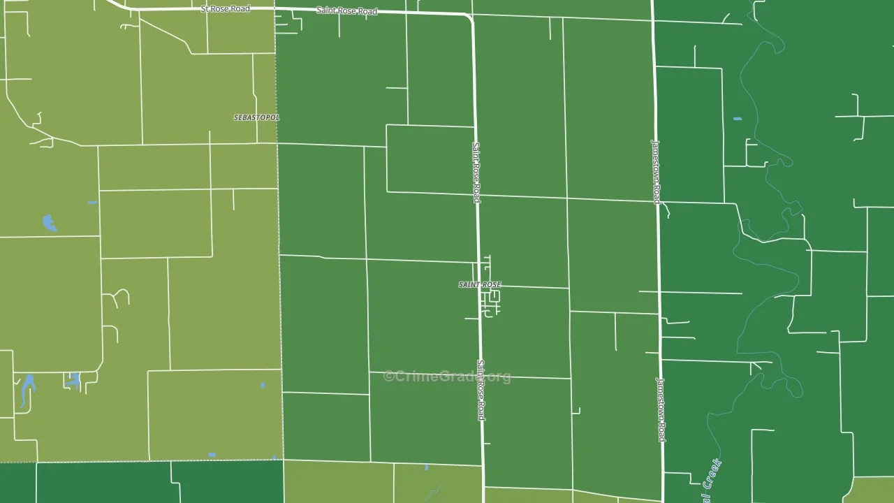 St. Rose, IL Map of Vehicle Theft Rates