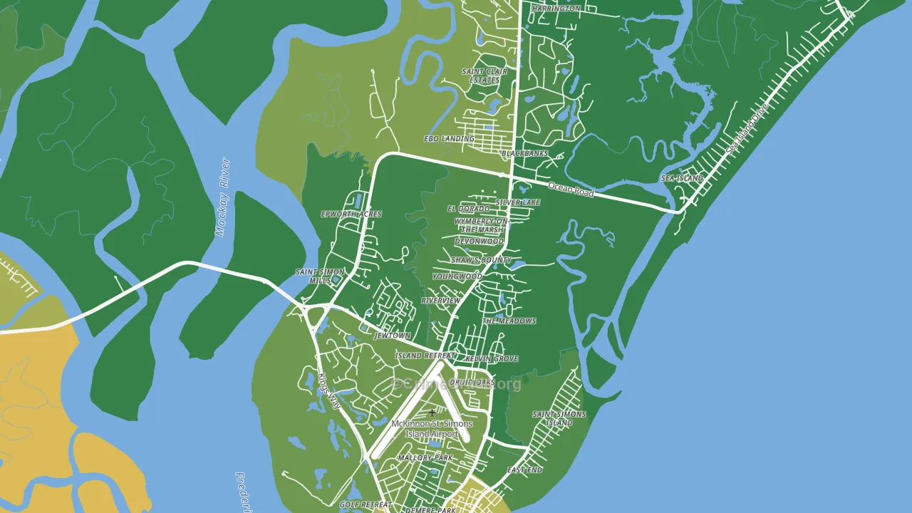 St. Simons, GA Map of Vehicle Theft Rates