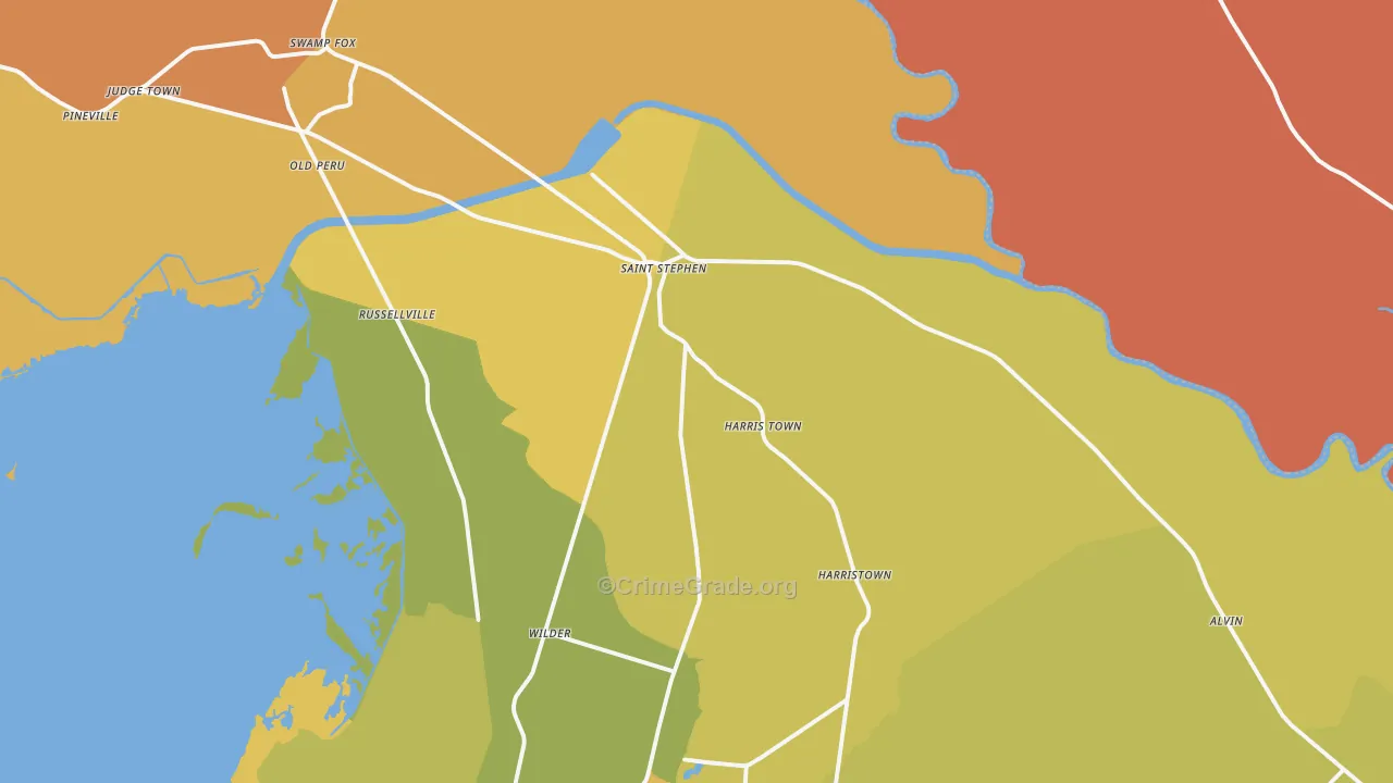 St. Stephen, SC Map of Vehicle Theft Rates