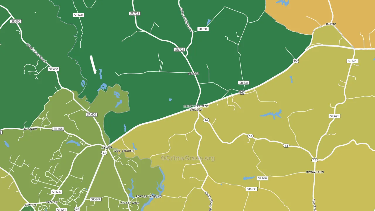 St. Stephens Church, VA Map of Vehicle Theft Rates