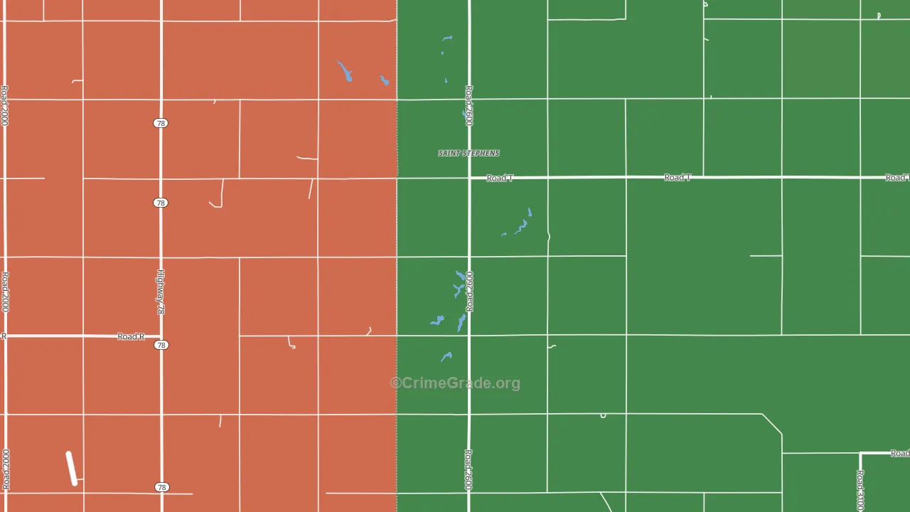 St. Stephens, NE Map of Vehicle Theft Rates