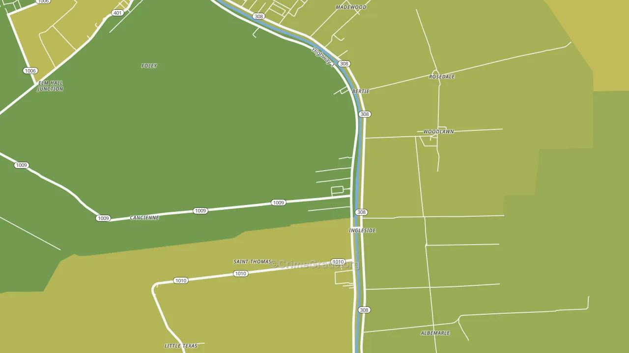 St. Thomas, LA Map of Vehicle Theft Rates