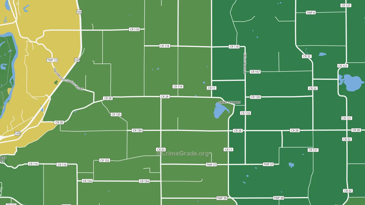 St. Thomas, MN Map of Vehicle Theft Rates