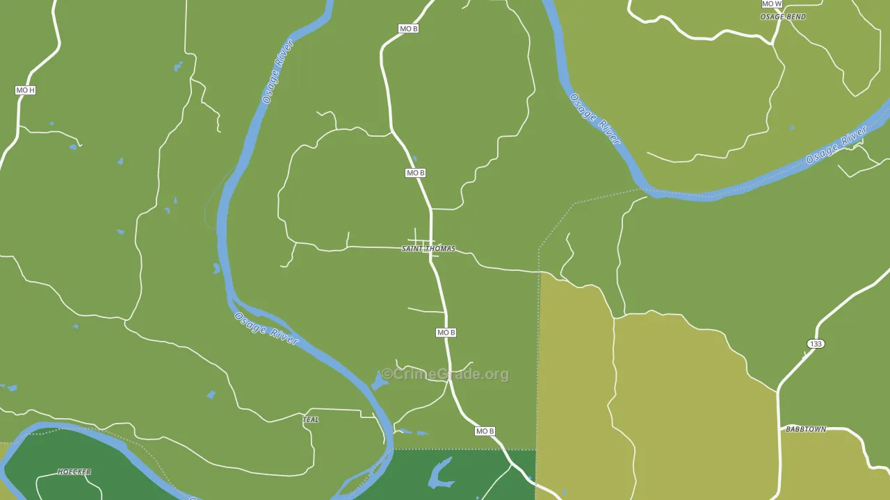 St. Thomas, MO Map of Vehicle Theft Rates