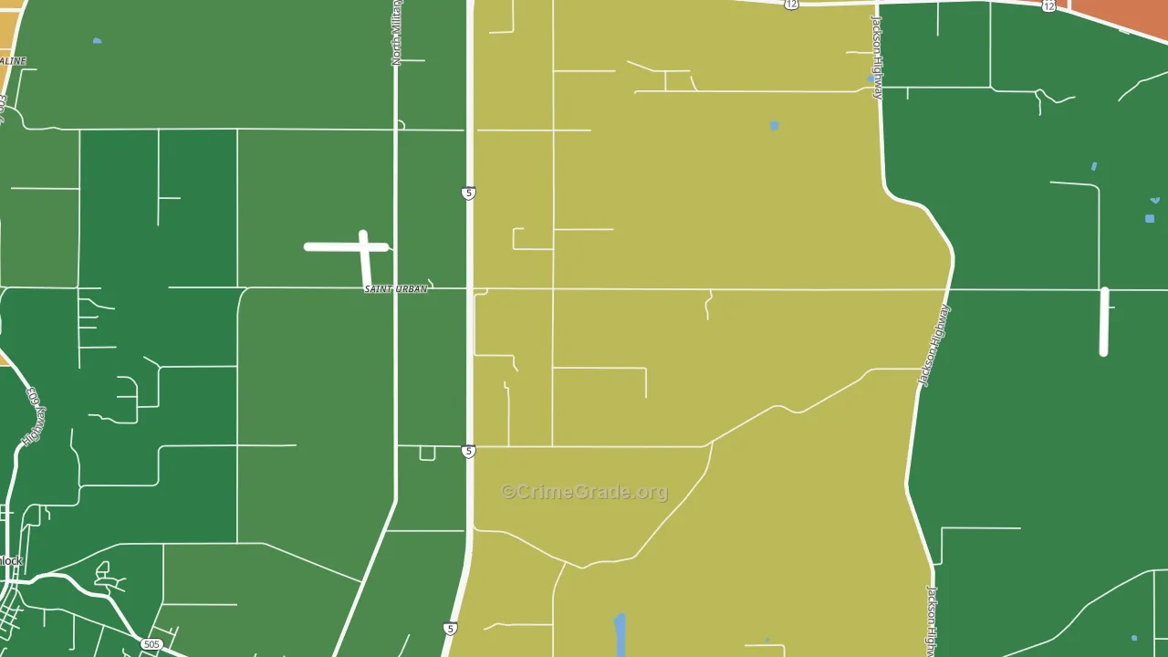 St. Urbans, WA Map of Vehicle Theft Rates