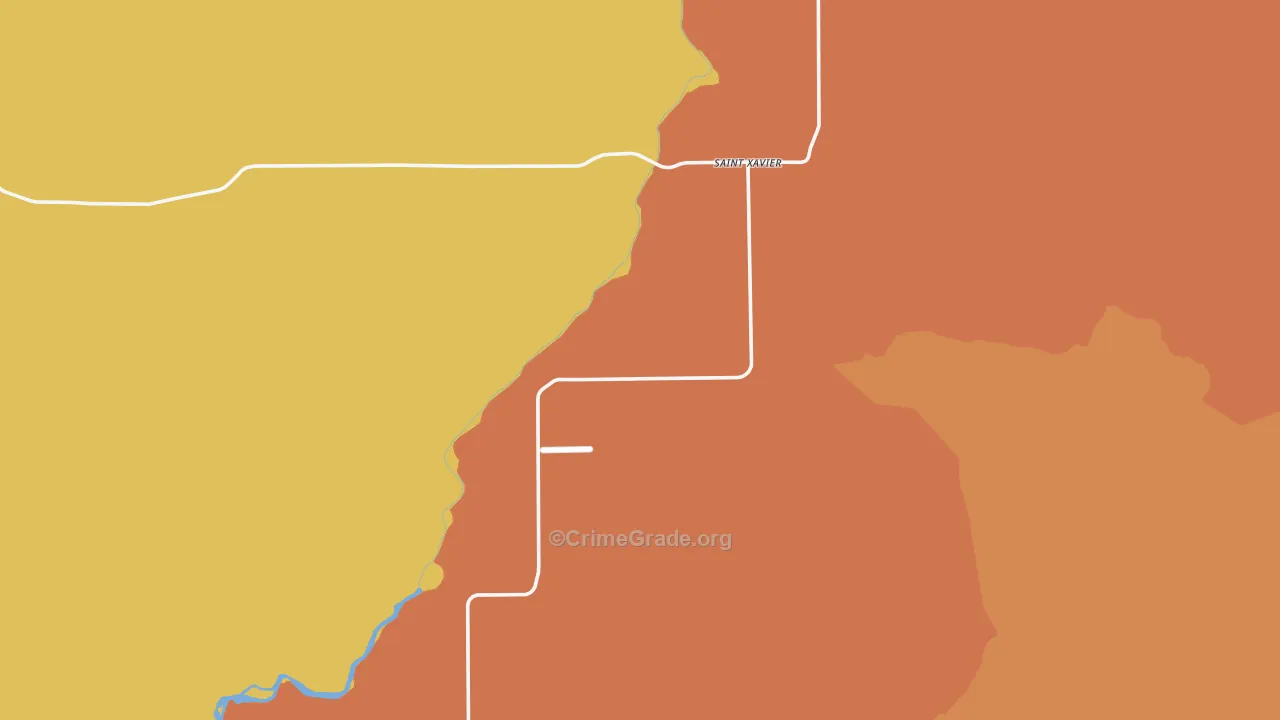 St. Xavier, MT Map of Vehicle Theft Rates