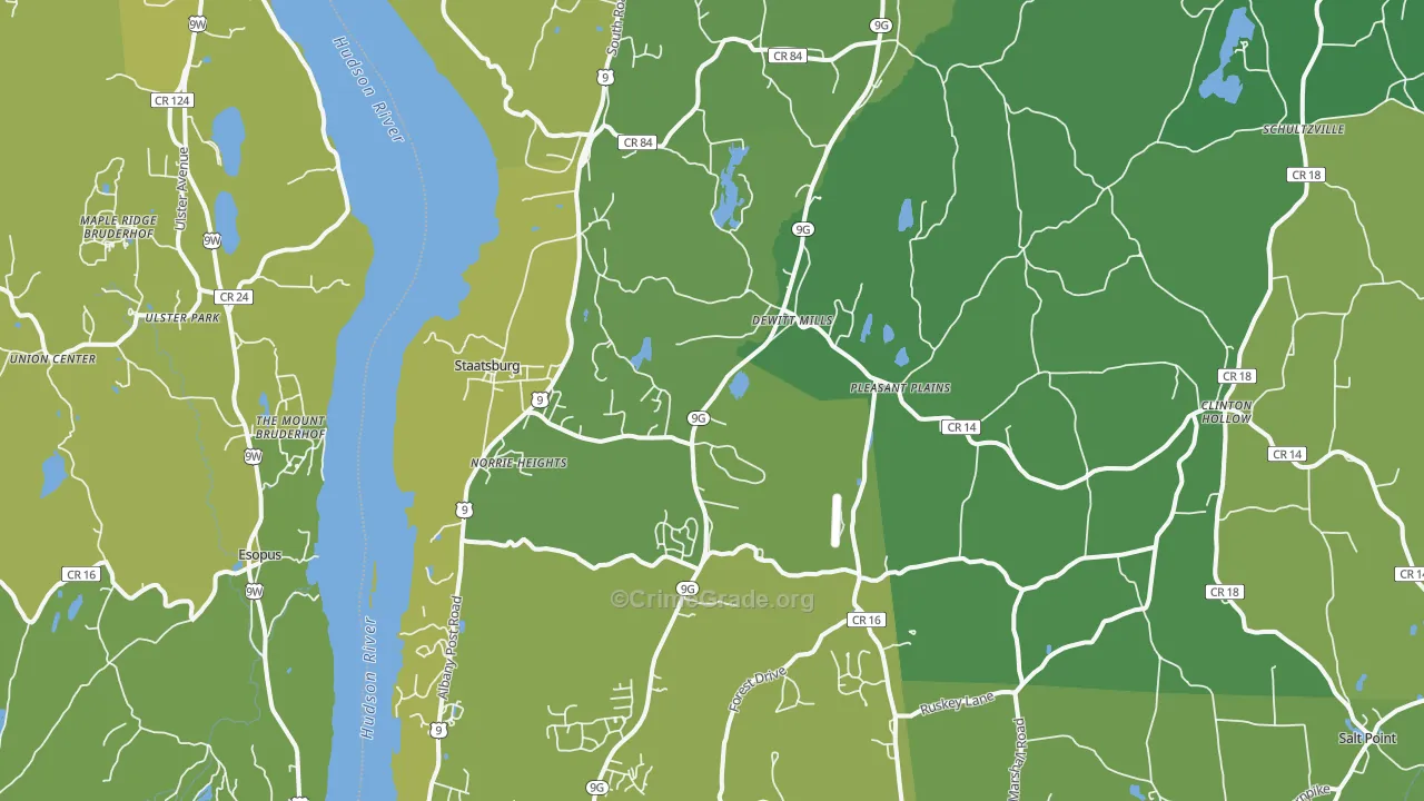 Staatsburg, NY Map of Vehicle Theft Rates