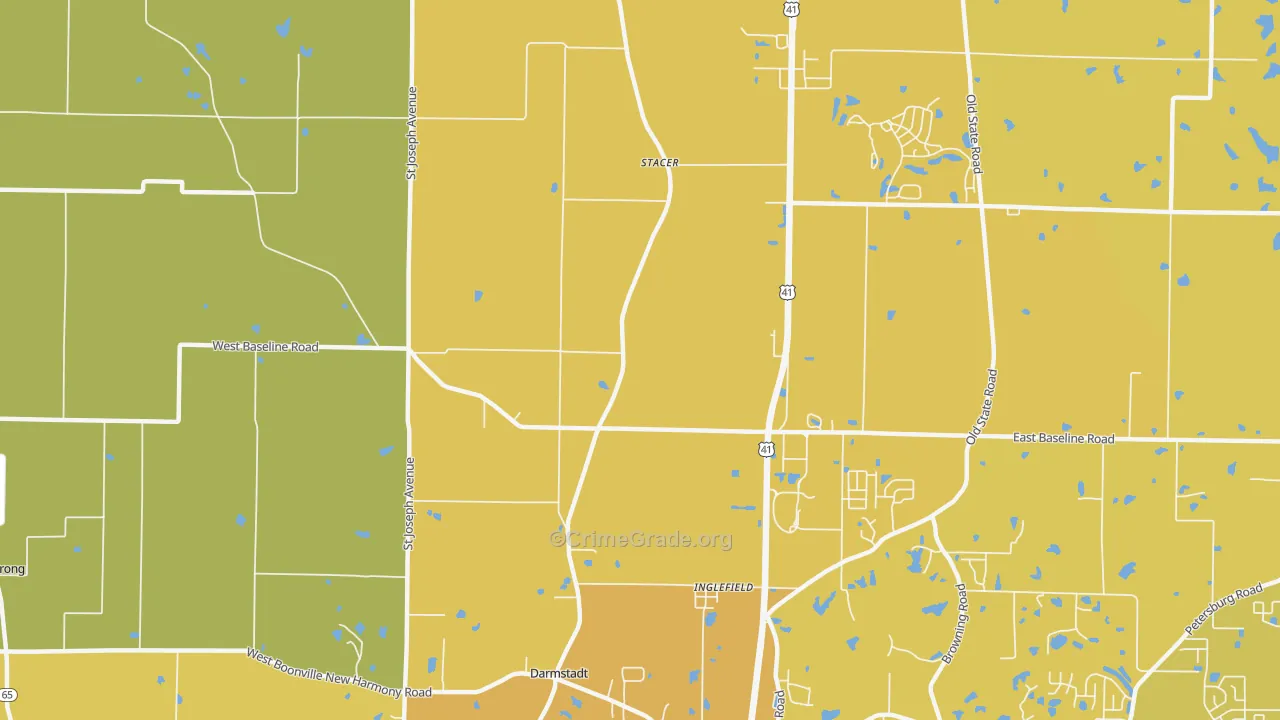 Stacer, IN Map of Vehicle Theft Rates