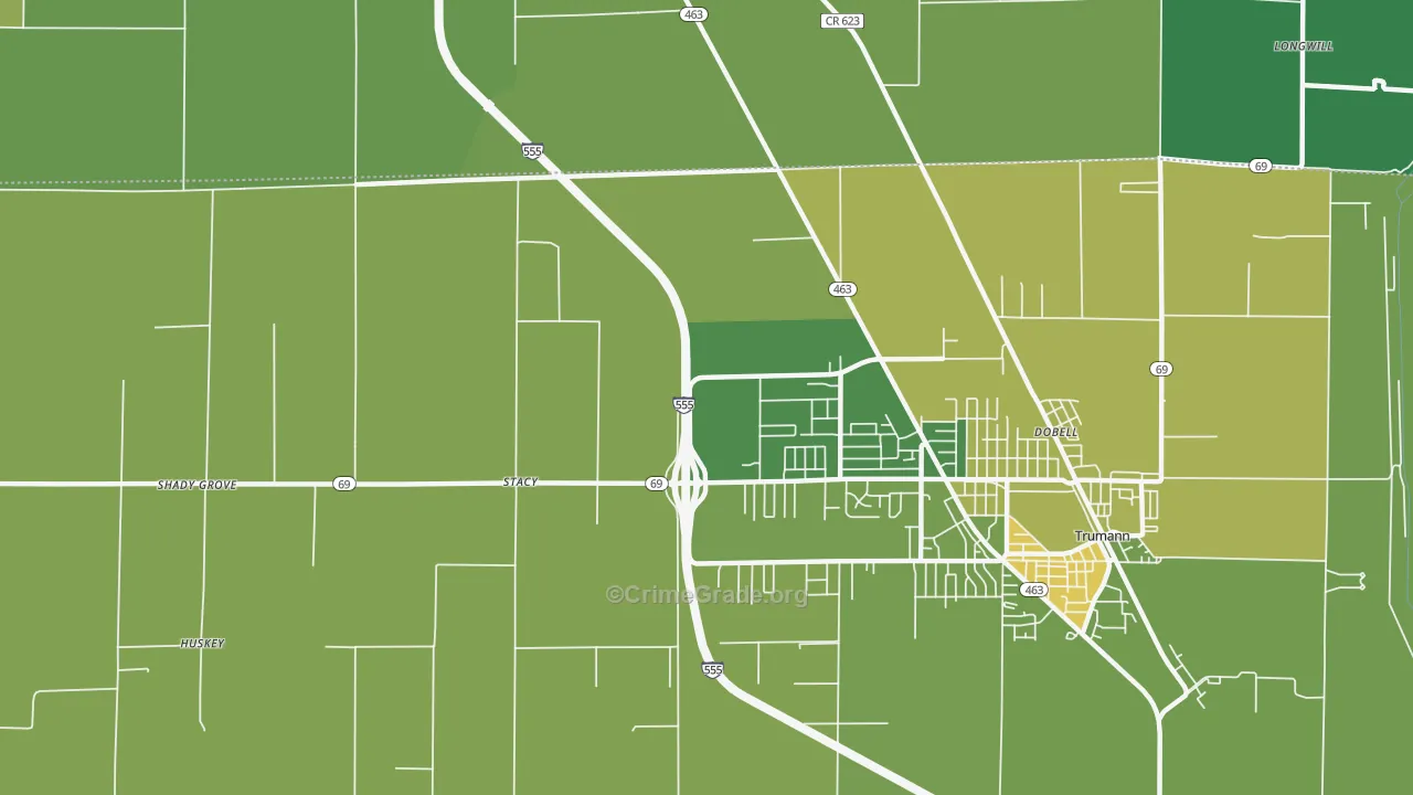 Stacy, AR Map of Vehicle Theft Rates
