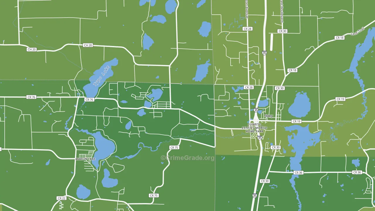 Stacy, MN Map of Vehicle Theft Rates