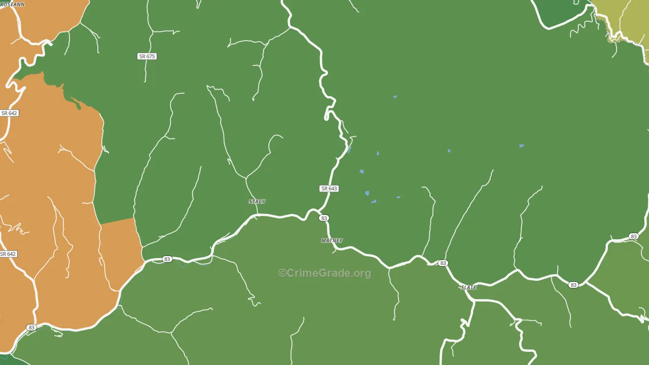 Stacy, VA Map of Vehicle Theft Rates