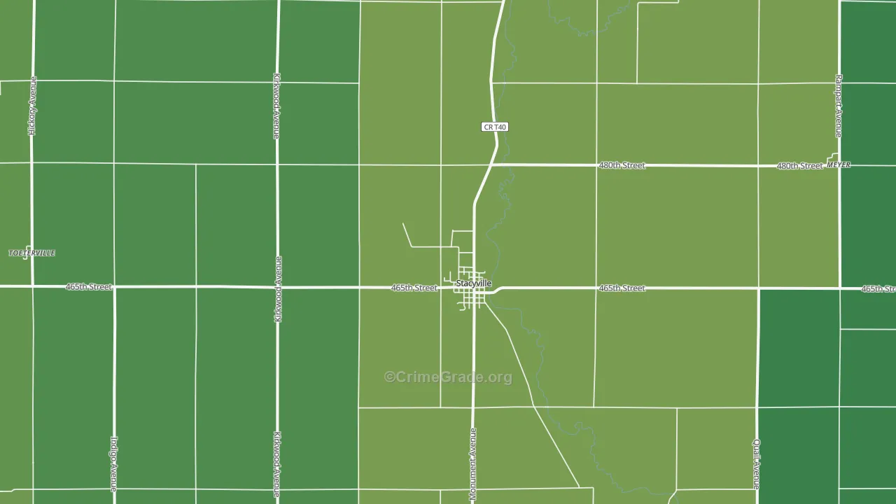 Stacyville, IA Map of Vehicle Theft Rates