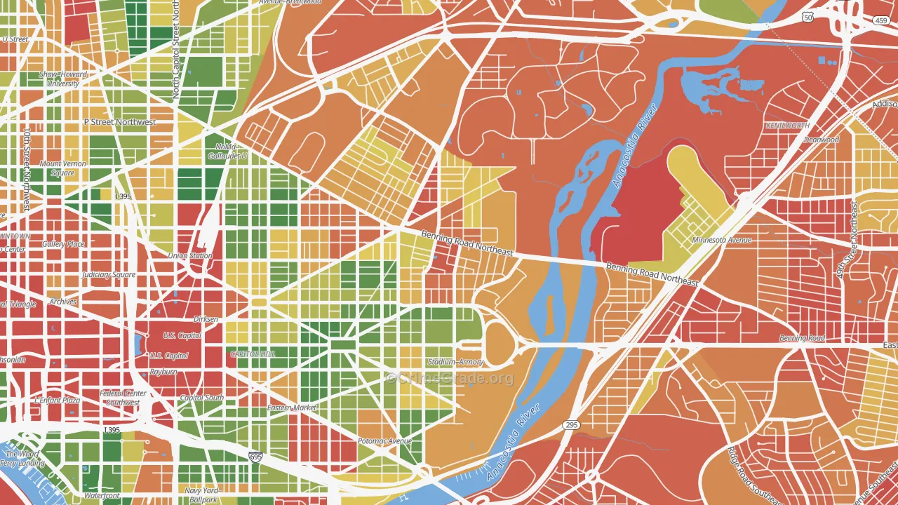 Stadium-Armory, Washington, DC Map of Vehicle Theft Rates