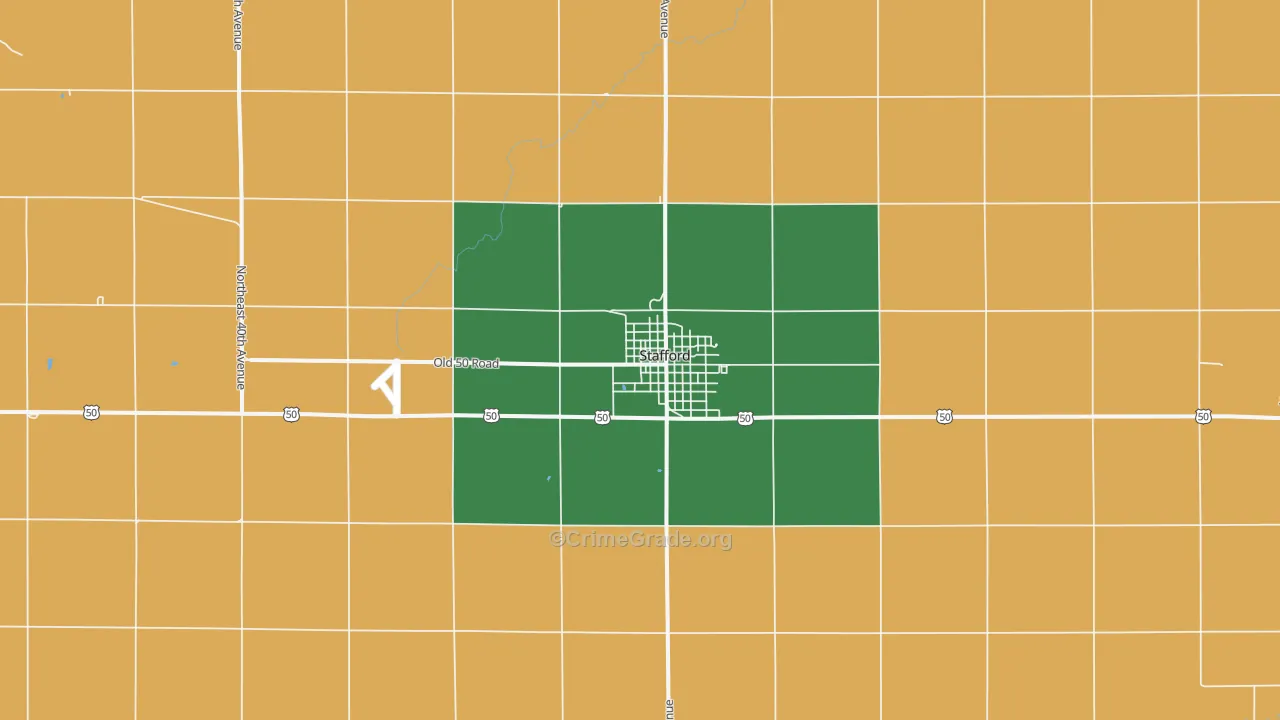 Stafford, KS Map of Vehicle Theft Rates