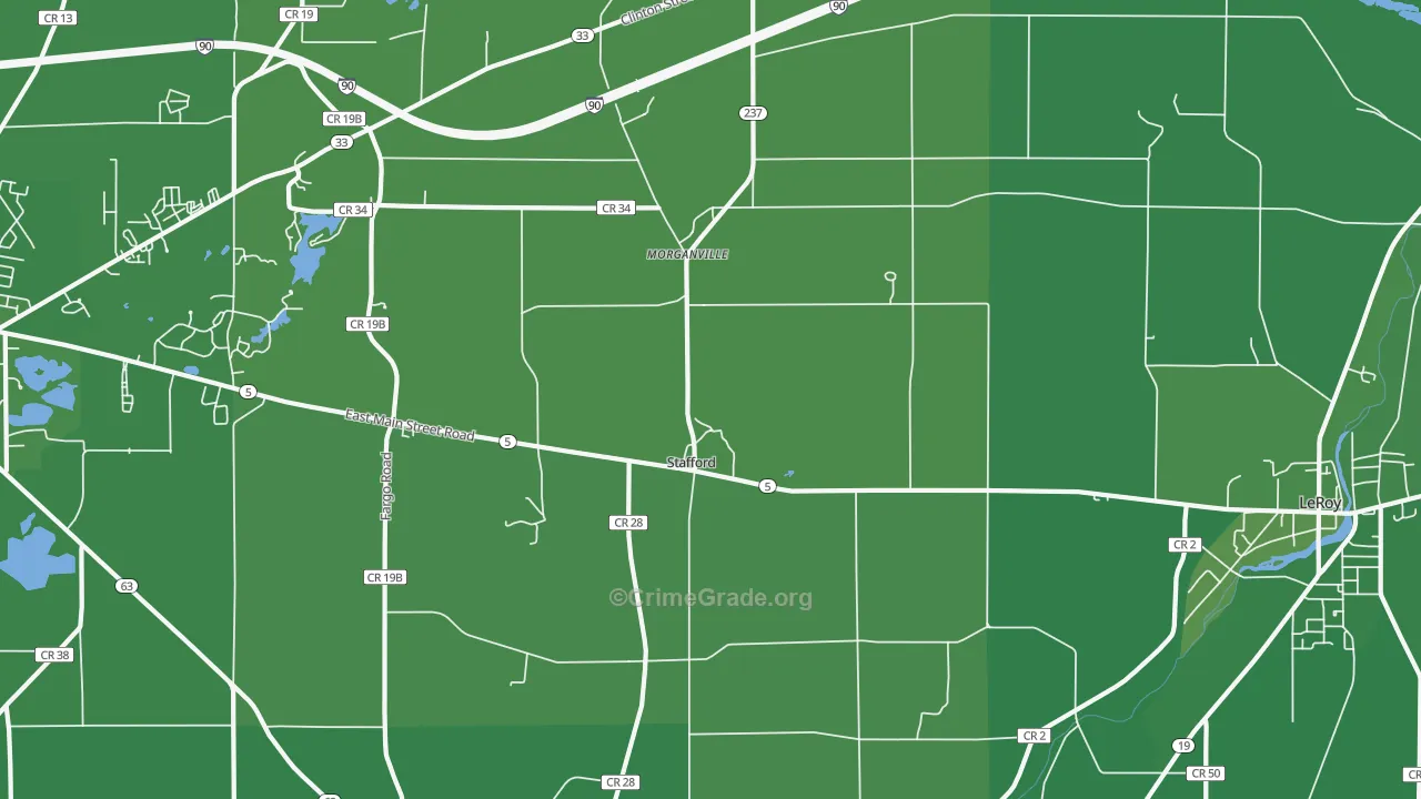 Stafford, NY Map of Vehicle Theft Rates