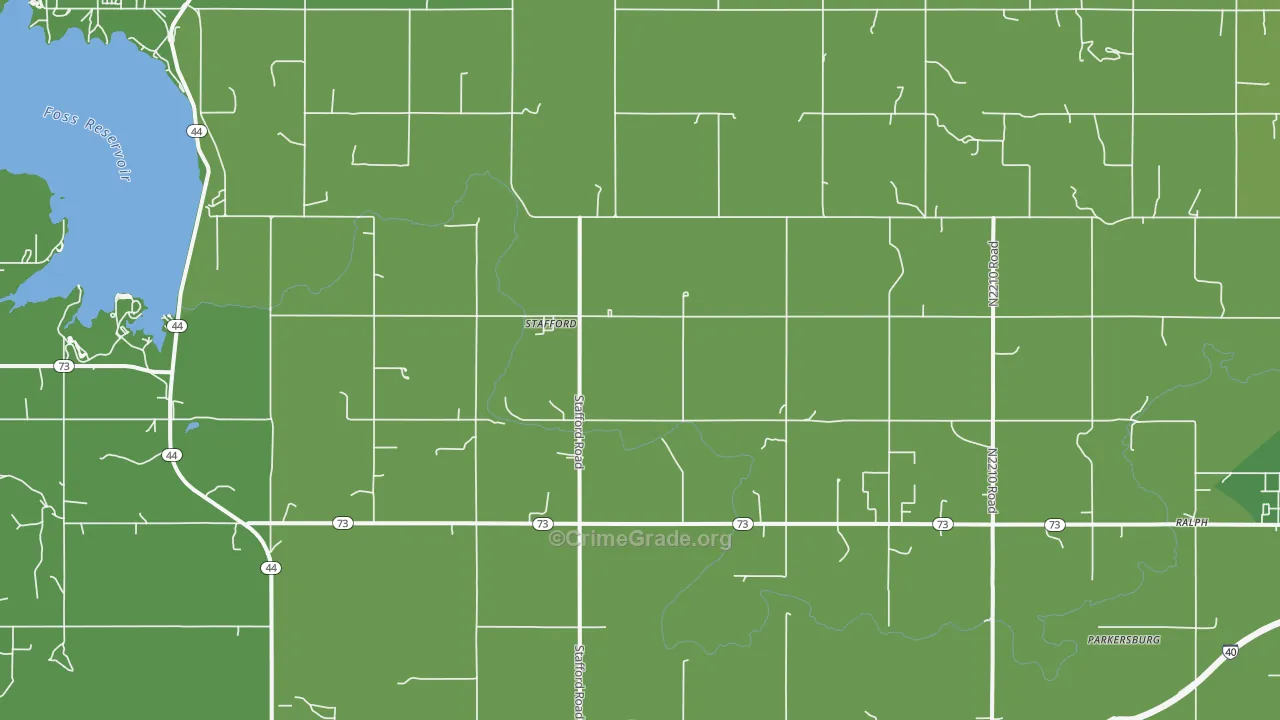 Stafford, OK Map of Vehicle Theft Rates