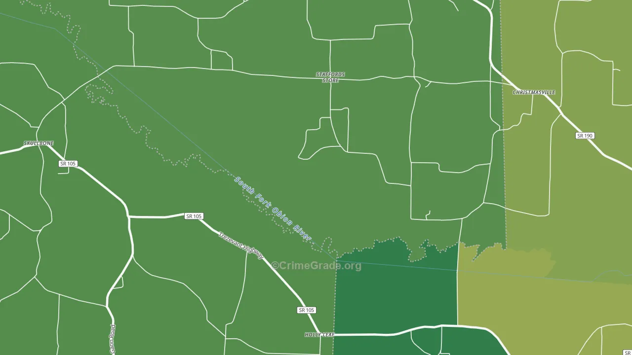 Staffords Store, TN Map of Vehicle Theft Rates