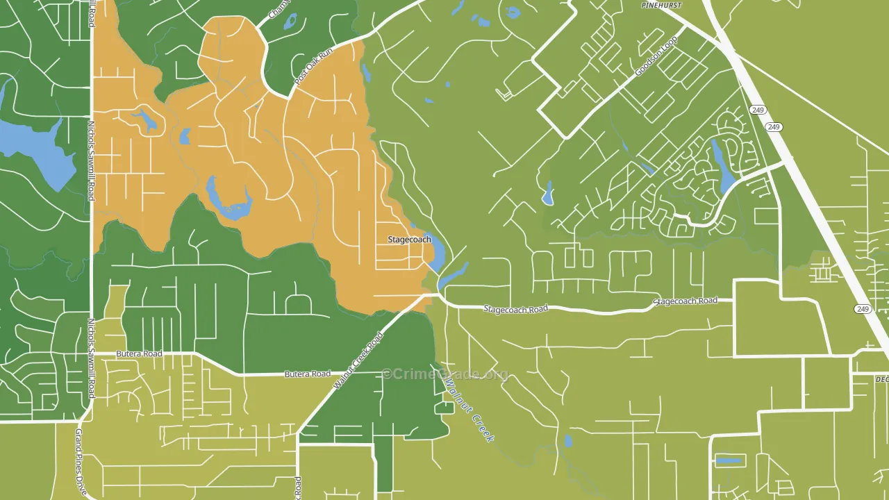 Stagecoach, TX Map of Vehicle Theft Rates