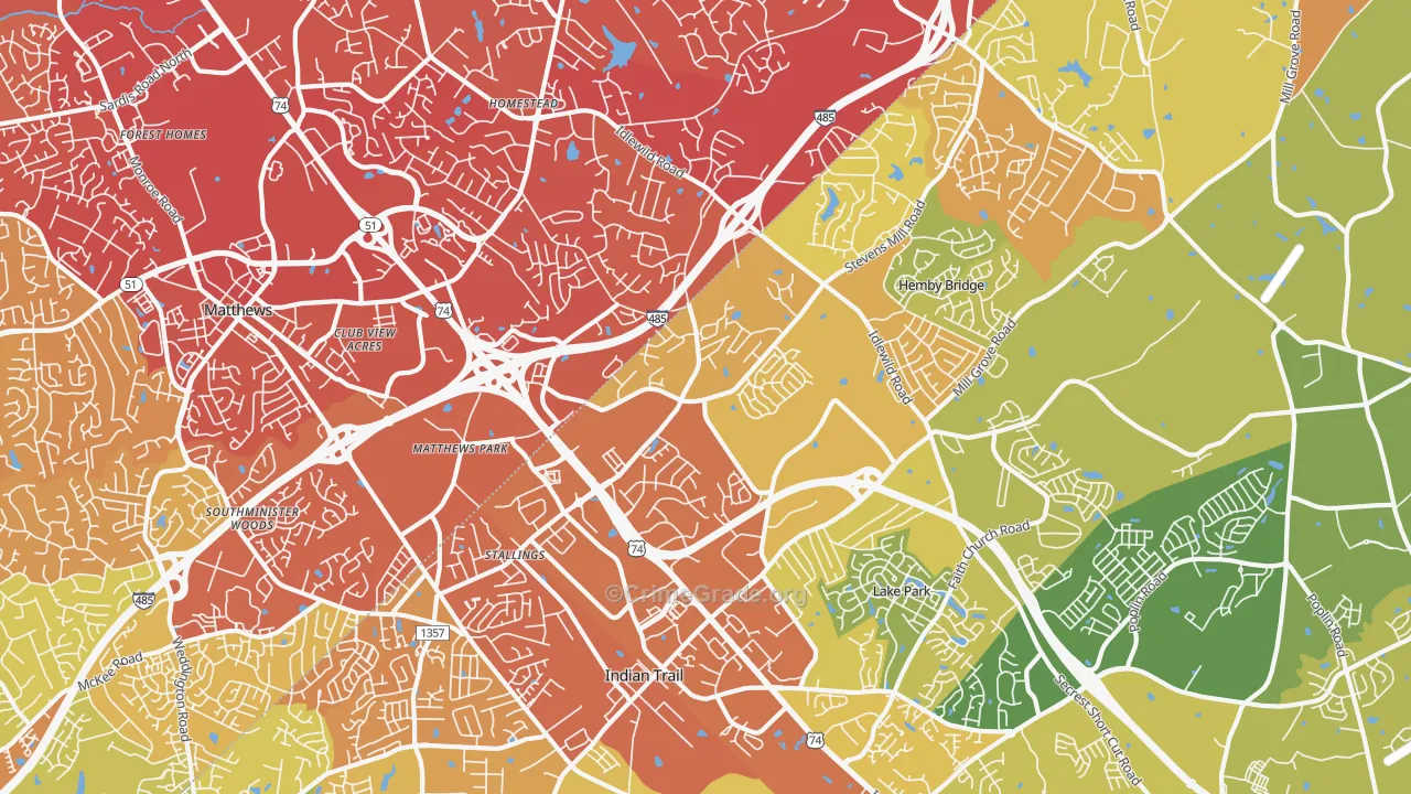 Stallings, NC Map of Vehicle Theft Rates