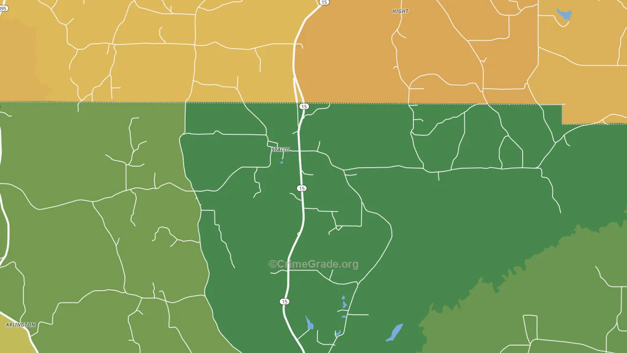 Stallo, MS Map of Vehicle Theft Rates