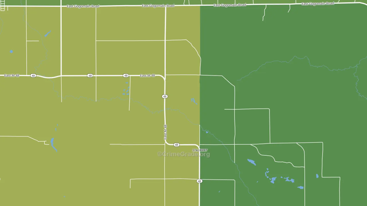 Stalwart, MI Map of Vehicle Theft Rates