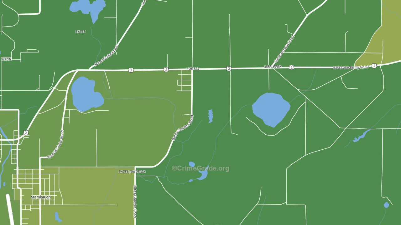 Stambaugh, MI Map of Vehicle Theft Rates