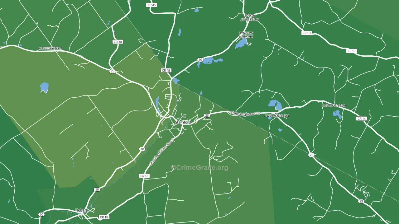 Stamford, NY Map of Vehicle Theft Rates