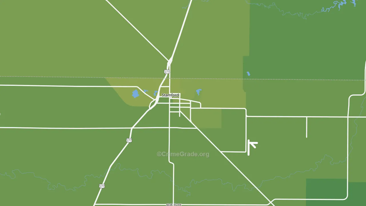 Stamford, TX Map of Vehicle Theft Rates