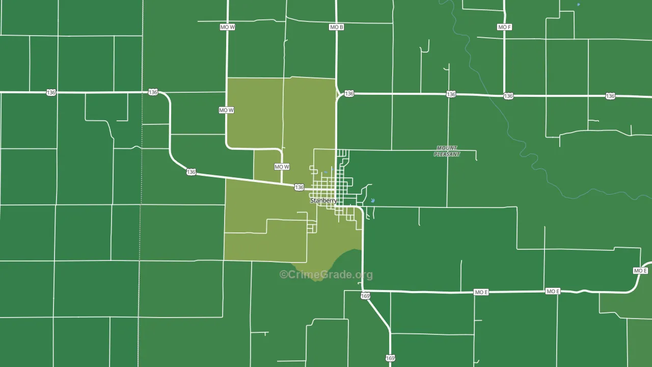 Stanberry, MO Map of Vehicle Theft Rates