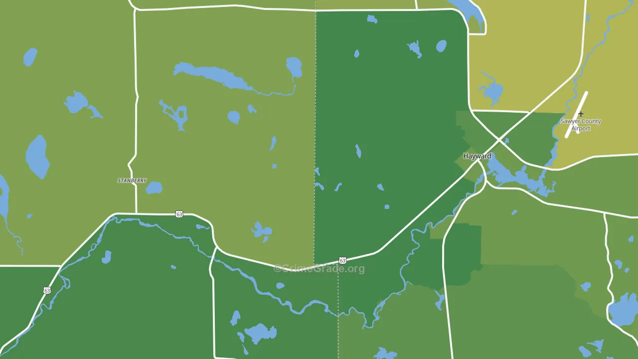 Stanberry, WI Map of Vehicle Theft Rates