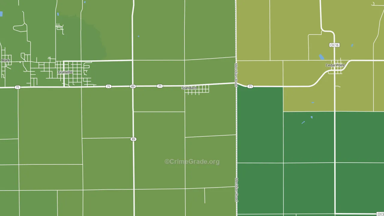 Standard, IL Map of Vehicle Theft Rates
