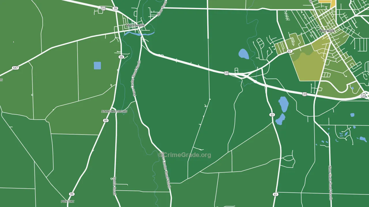 Standardsburg, OH Map of Vehicle Theft Rates