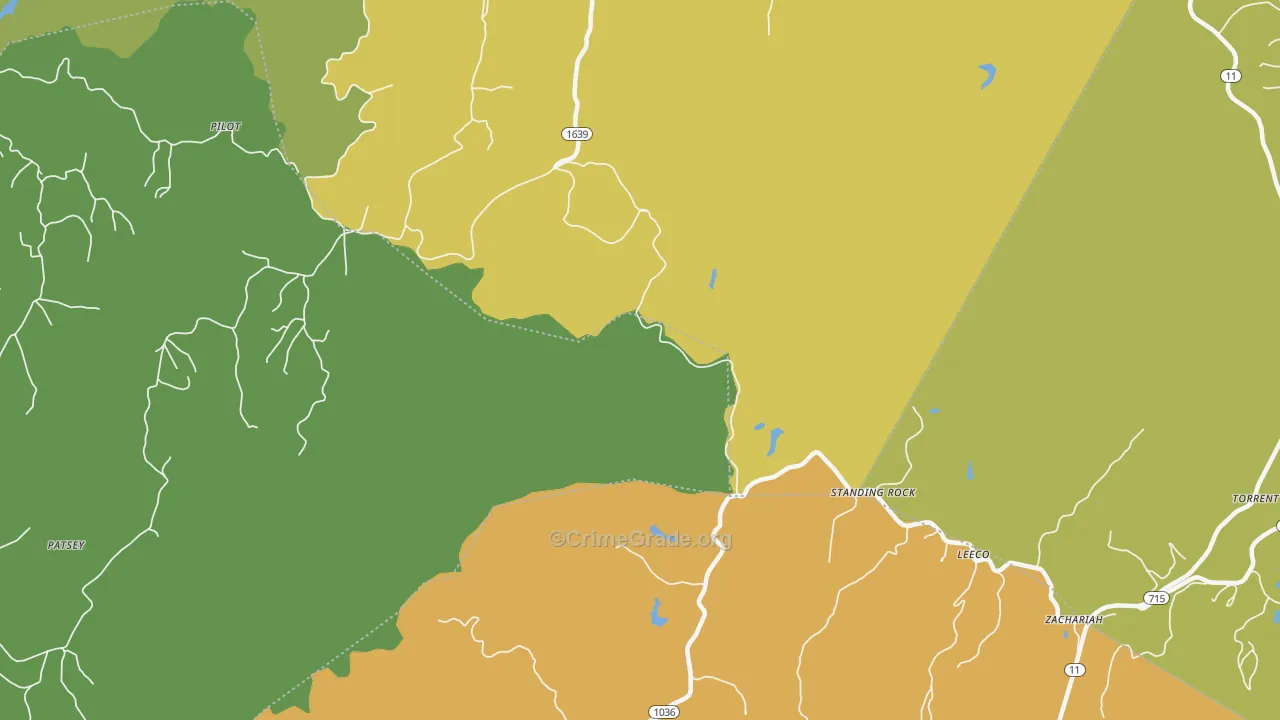 Standing Rock, KY Map of Vehicle Theft Rates