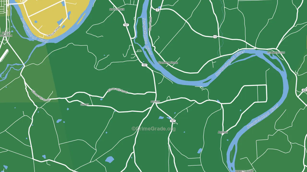 Standing Stone, PA Map of Vehicle Theft Rates
